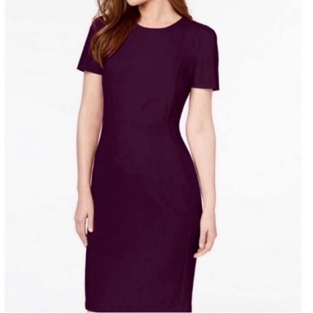 ❤️ NWT! Red CALVIN KLEIN Puff Sleeve Sheath Dress - Size 10 - Picture 3 of 9